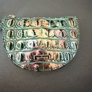 Brahmin Iridescent Green and Pink Croc-Embossed Coin Pouch